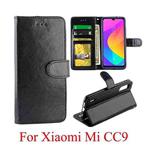 For Xiaomi MI CC9 Crazy Horse Texture Horizontal Flip Leather Case with Holder & Card Slots & Wallet & Photo Frame(Black)