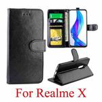 For OPPO Realme X Crazy Horse Texture Horizontal Flip Leather Case with Holder & Card Slots & Wallet & Photo Frame(Black)