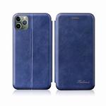 For iPhone 11 Integrated Electricity Pressing Retro Texture Magnetic TPU+PU Leather Case with Card Slot & Holder(Blue)