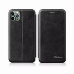 For iPhone 11 Integrated Electricity Pressing Retro Texture Magnetic TPU+PU Leather Case with Card Slot & Holder(Black)