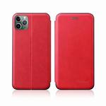 For iPhone 11 Pro Max Integrated Electricity Pressing Retro Texture Magnetic TPU+PU Leather Case with Card Slot & Holder(Red)