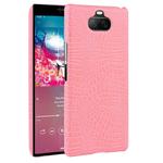 For Sony Xperia 8 Shockproof Crocodile Texture PC + PU Case(Pink)