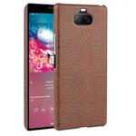 For Sony Xperia 8 Shockproof Crocodile Texture PC + PU Case(Brown)