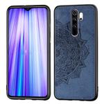 For Xiaomi Redmi Note 8 Pro Embossed Mandala Pattern PC + TPU + Fabric Phone Case with Lanyard & Magnetic(Blue)