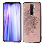 For Xiaomi Redmi Note 8 Pro Embossed Mandala Pattern PC + TPU + Fabric Phone Case with Lanyard & Magnetic(Rose Gold)