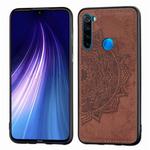 For Xiaomi Redmi Note 8， ProEmbossed Mandala Pattern PC + TPU + Fabric Phone Case with Lanyard & Magnetic(Brown)