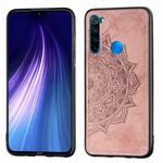 For Xiaomi Redmi Note 8， ProEmbossed Mandala Pattern PC + TPU + Fabric Phone Case with Lanyard & Magnetic(Rose Gold)