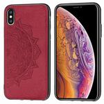 For iPhone XS Max Embossed Mandala Pattern PC + TPU + Fabric Phone Case with Lanyard & Magnetic(Red)