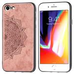 For iPhone SE 2020 & 8 & 7 Embossed Mandala Pattern PC + TPU + Fabric Phone Case with Lanyard & Magnetic(Rose Gold)