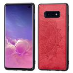 For Galaxy S10e Embossed Mandala Pattern PC + TPU + Fabric Phone Case with Lanyard & Magnetic(Red)