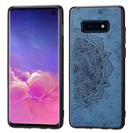 For Galaxy S10e Embossed Mandala Pattern PC + TPU + Fabric Phone Case with Lanyard & Magnetic(Blue)