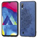 For Galaxy M10 Embossed Mandala Pattern PC + TPU + Fabric Phone Case with Lanyard & Magnetic(Blue)