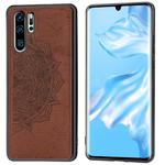 For Huawei P30 Pro Embossed Mandala Pattern PC + TPU + Fabric Phone Case with Lanyard & Magnetic(Brown)