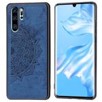 For Huawei P30 Pro Embossed Mandala Pattern PC + TPU + Fabric Phone Case with Lanyard & Magnetic(Blue)