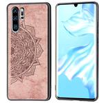 For Huawei P30 Pro Embossed Mandala Pattern PC + TPU + Fabric Phone Case with Lanyard & Magnetic(Rose Gold)