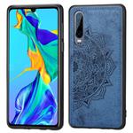 For Huawei P30 Embossed Mandala Pattern PC + TPU + Fabric Phone Case with Lanyard & Magnetic(Blue)
