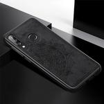 For Huawei P30 Lite & Nova 4E Embossed Mandala Pattern PC + TPU + Fabric Phone Case with Lanyard & Magnetic(Black)