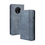 For OnePlus 7T  Magnetic Buckle Retro Crazy Horse Texture Horizontal Flip Leather Case  , with Holder & Card Slots & Photo Frame(Blue)