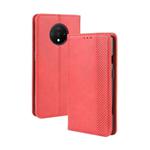 For OnePlus 7T  Magnetic Buckle Retro Crazy Horse Texture Horizontal Flip Leather Case  , with Holder & Card Slots & Photo Frame(Red)