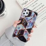 For iPhone 11 Pro Plating Colorful Geometric Pattern Mosaic Marble TPU Mobile Phone Case(Black PJ6)