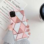 For iPhone 11 Pro Max Plating Colorful Geometric Pattern Mosaic Marble TPU Mobile Phone Case(Pink PJ1)