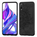 For Huawei Honor 9X    Embossed Mandala Pattern PC + TPU + Fabric Phone Case with Lanyard & Magnetic(Black)