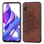 For Huawei Honor 9X    Embossed Mandala Pattern PC + TPU + Fabric Phone Case with Lanyard & Magnetic(Brown)