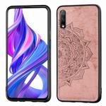 For Huawei Honor 9X    Embossed Mandala Pattern PC + TPU + Fabric Phone Case with Lanyard & Magnetic(Rose Gold)