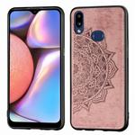 For Galaxy A10s   Embossed Mandala Pattern PC + TPU + Fabric Phone Case with Lanyard & Magnetic(Rose Gold)