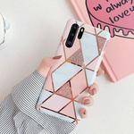 For Huawei P30 Pro   Plating Colorful Geometric Pattern Mosaic Marble TPU Mobile Phone Case(Pink PJ1)