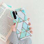 For Huawei P30 Pro   Plating Colorful Geometric Pattern Mosaic Marble TPU Mobile Phone Case(Green PJ2)
