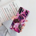 For Huawei P30 Pro   Plating Colorful Geometric Pattern Mosaic Marble TPU Mobile Phone Case(Magenta PJ5)