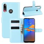 For MOTO E6 Plus Litchi Texture Horizontal Flip Leather Case with Wallet & Holder & Card Slots(Blue)