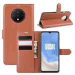 For Oneplus 7T  Litchi Texture Horizontal Flip Leather Case with Wallet & Holder & Card Slots(Brown)