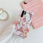 For Huawei P30 Pro  Plating Colorful Geometric Pattern Mosaic Marble TPU Mobile Phone Case with Folding Bracket(Pink PF1)