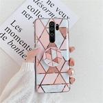 For Xiaomi Redmi Note 8 Pro   Plating Colorful Geometric Pattern Mosaic Marble TPU Mobile Phone Case with Folding Bracket(Pink PF1)