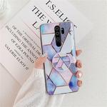 For Xiaomi Redmi Note 8 Pro   Plating Colorful Geometric Pattern Mosaic Marble TPU Mobile Phone Case with Folding Bracket(Blue PF4)