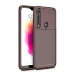 For Moto G8 Play  Beetle Series Carbon Fiber Texture Shockproof TPU Case(Brown)