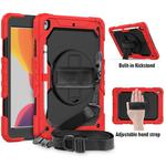 For iPad 10.2 Shockproof Colorful Silica Gel + PC Protective Case with Holder & Shoulder Strap & Hand Strap & Pen Slot(Red)