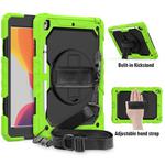For iPad 10.2 Shockproof Colorful Silica Gel + PC Protective Case with Holder & Shoulder Strap & Hand Strap & Pen Slot(Green)