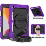 For iPad 10.2 Shockproof Colorful Silica Gel + PC Protective Case with Holder & Shoulder Strap & Hand Strap & Pen Slot(Purple)