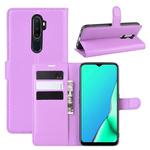 For OPPO A9 (2020) Litchi Texture Horizontal Flip Leather Case with Wallet & Holder & Card Slots(Purple)