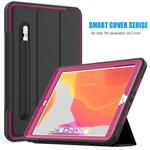 For iPad 10.2 2020 / 2019 Magnetic Horizontal Flip Protective Case with Three-folding Holder & Sleep / Wake-up Function & Pen Slots(Hot Pink)