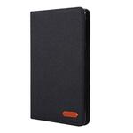 For iPad Mini 4 / 3 / 2 / 1 Cloth Teature Horizontal Flip PU Leather Case with with Holder & Card Slots(Black)