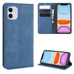 For iPhone 11 Retro-skin Business Magnetic Suction Leather Case with Purse-Bracket-Chuck(Dark Blue)