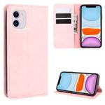 For iPhone 11 Retro-skin Business Magnetic Suction Leather Case with Purse-Bracket-Chuck(Pink)