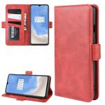 For OnePlus 7T Dual-side Magnetic Buckle Horizontal Flip Leather Case with Holder & Card Slots & Wallet & Photo Frame(Red)