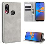 For Motorola Moto E6 Plus  Retro-skin Business Magnetic Suction Leather Case with Purse-Bracket-Chuck(Grey)