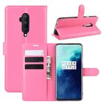 For OnePlus 7T Pro Litchi Texture Horizontal Flip Leather Case with Wallet & Holder & Card Slots(Rose Red)