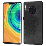 For Huawei Mate 30 Pro  Embossed Mandala Pattern PC + TPU + Fabric Phone Case with Lanyard & Magnetic(Black)